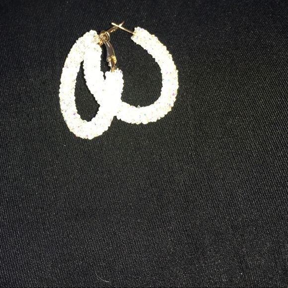 Gorgeous Crystal Druzy Hoop Earrings - Picture 8 of 8